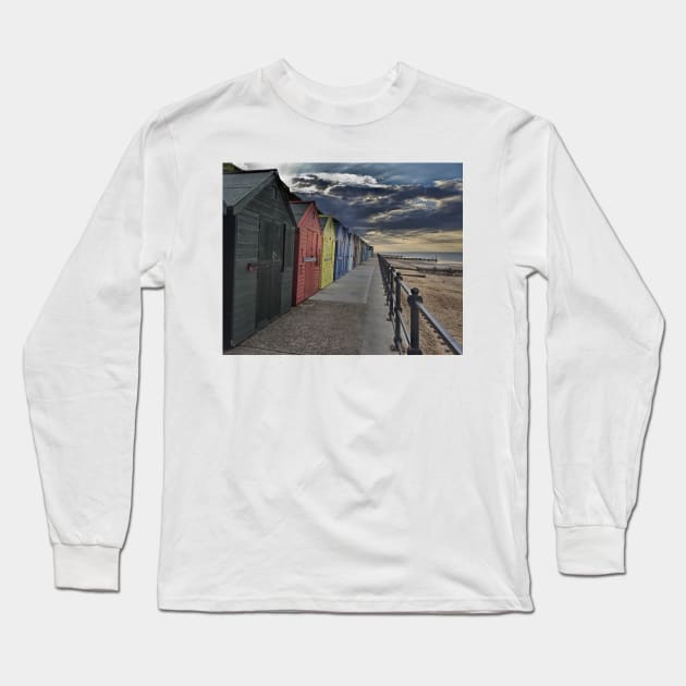 Mundesley Beach Huts Long Sleeve T-Shirt by avrilharris